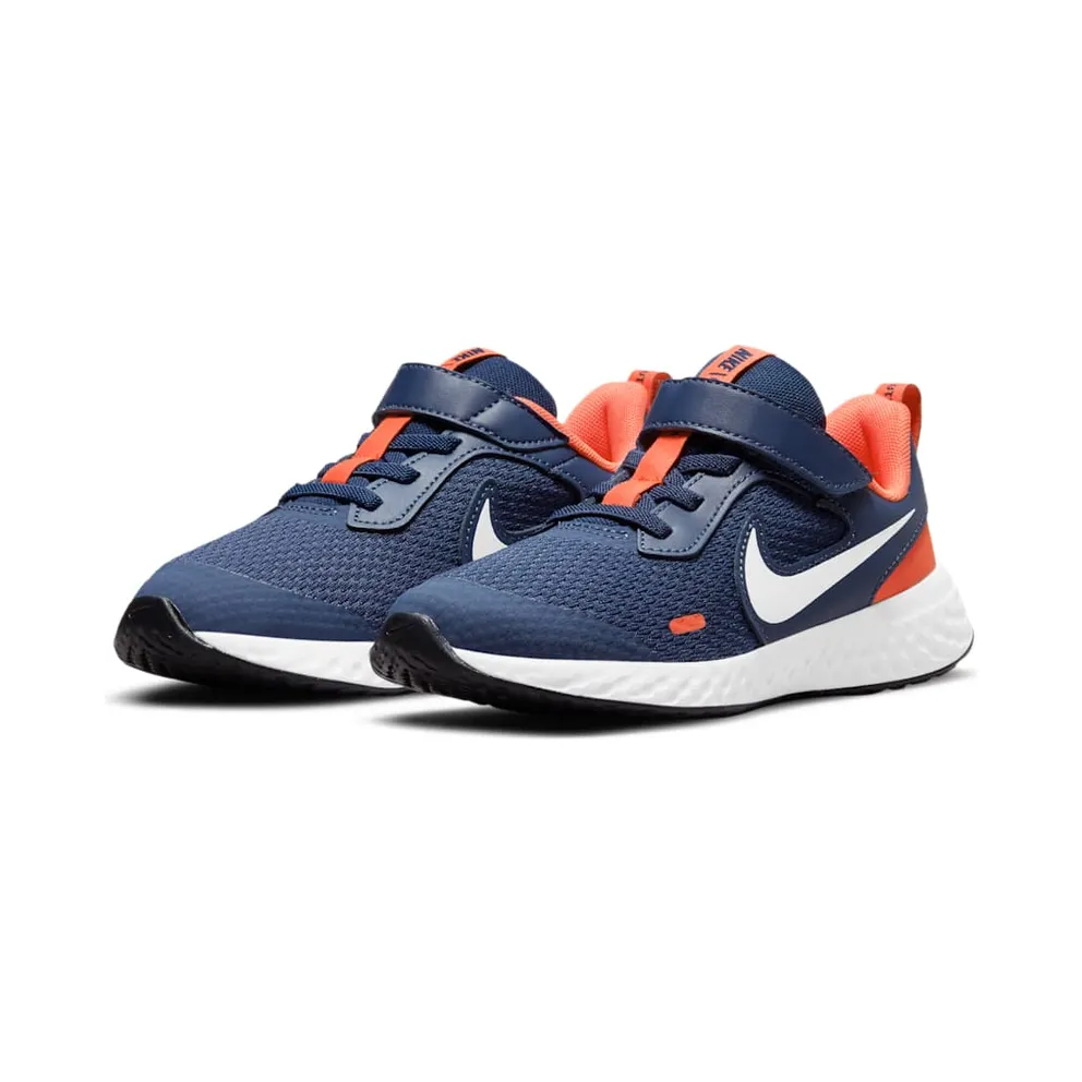 Nike Revolution 5 Blue “Midnight Navy / Orange / White” (BQ5672-410)