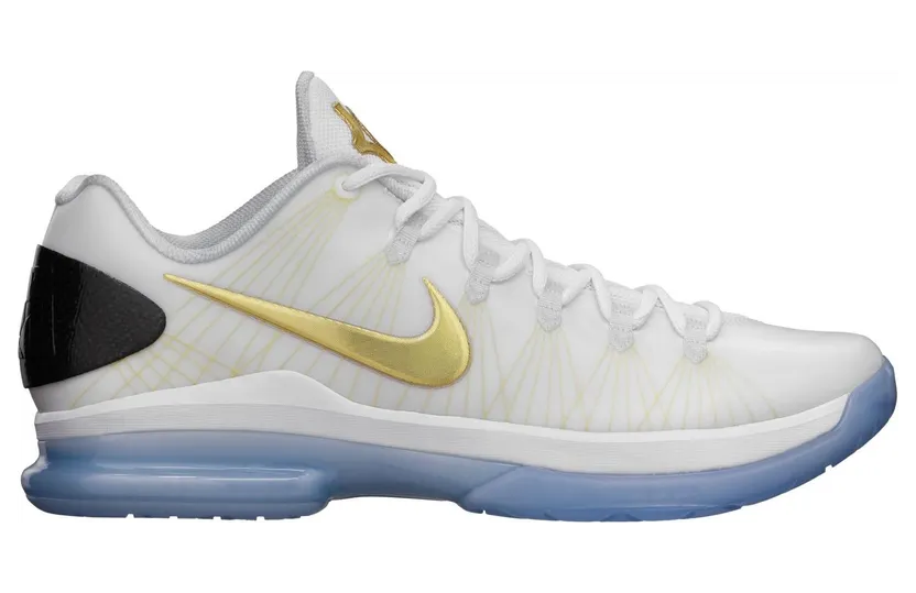 Nike KD 5 Elite ‘White Gold’ White/Mtllc Gold-Blck-Pr Pltnm (585385-100)