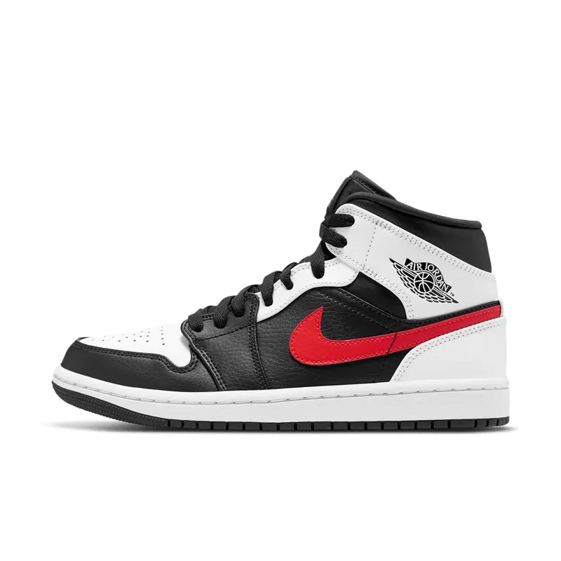 Jordan 1 Mid Black Chile Red White Black/Chile Red-White (554724-075)