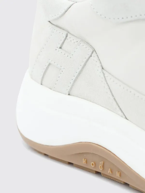 Hogan Hi-Light Smooth Leather and Suede Sneakers with H Logo White (HXM7190GH50N91B013) (3)