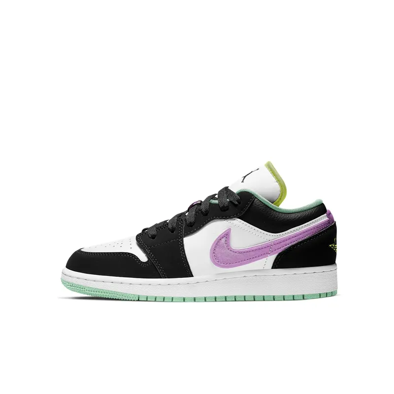 Jordan 1 Low Black White Purple (GS) (553560-151)