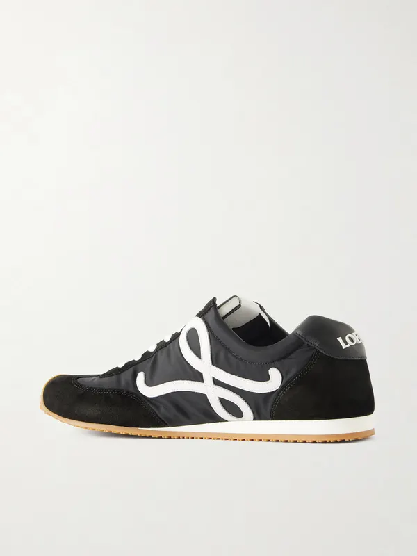 Loewe Ballet Runner 2.0 Logo-Appliquéd Shell, Suede and Leather Sneakers Black (MBR2282X09) (4)