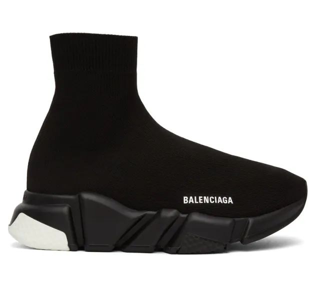 Balenciaga Black and White Speed Sneakers (587286-W1703)