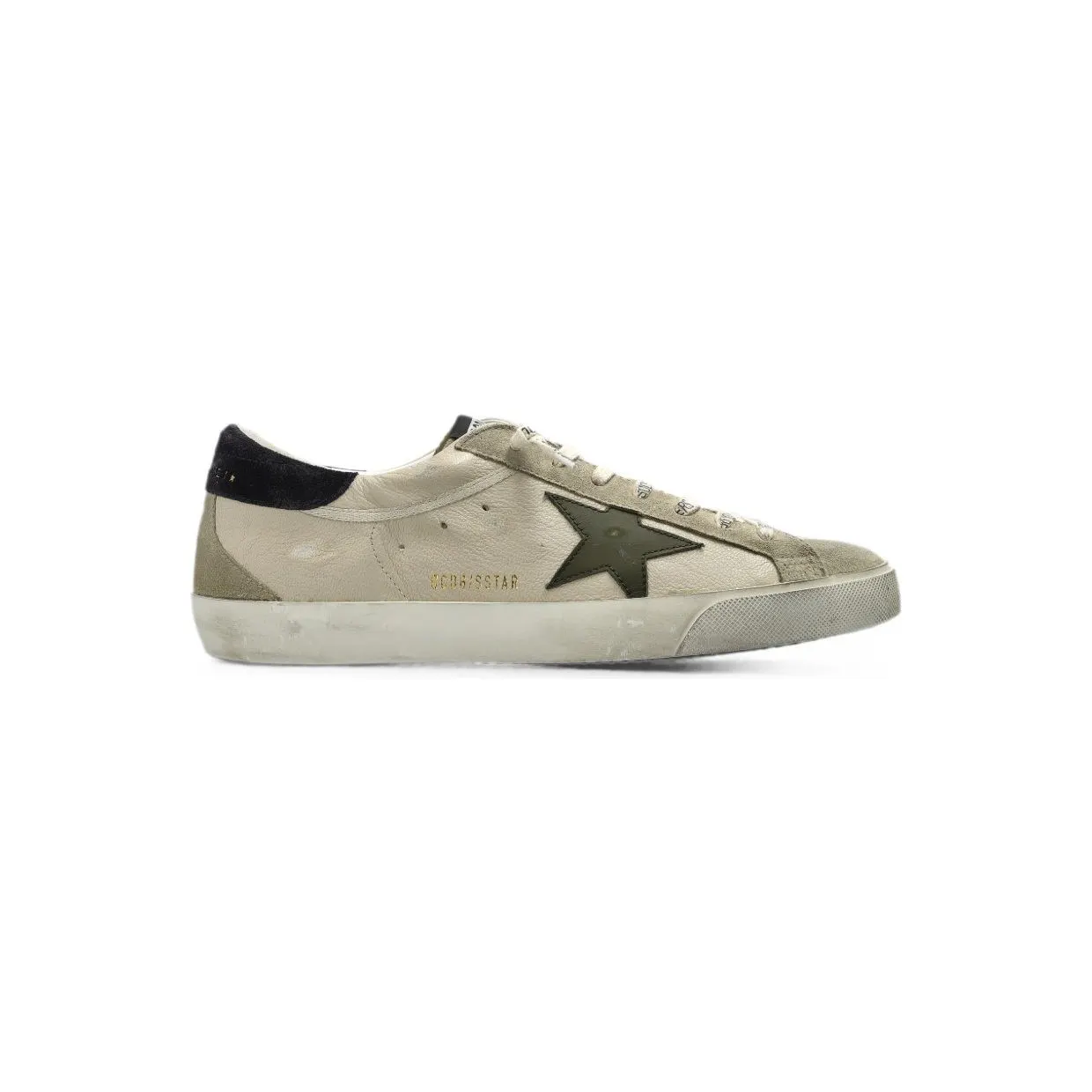 Golden Goose Super-Star Cream Grey Olive Green Dark Blue