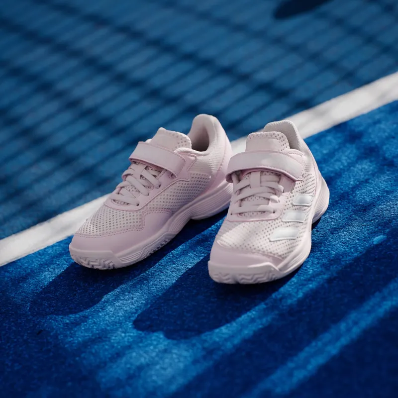 Adidas Courtflash Tennis Shoes with Velcro Kids Distilled Pink / Cloud White / Distilled Pink (KK3870)