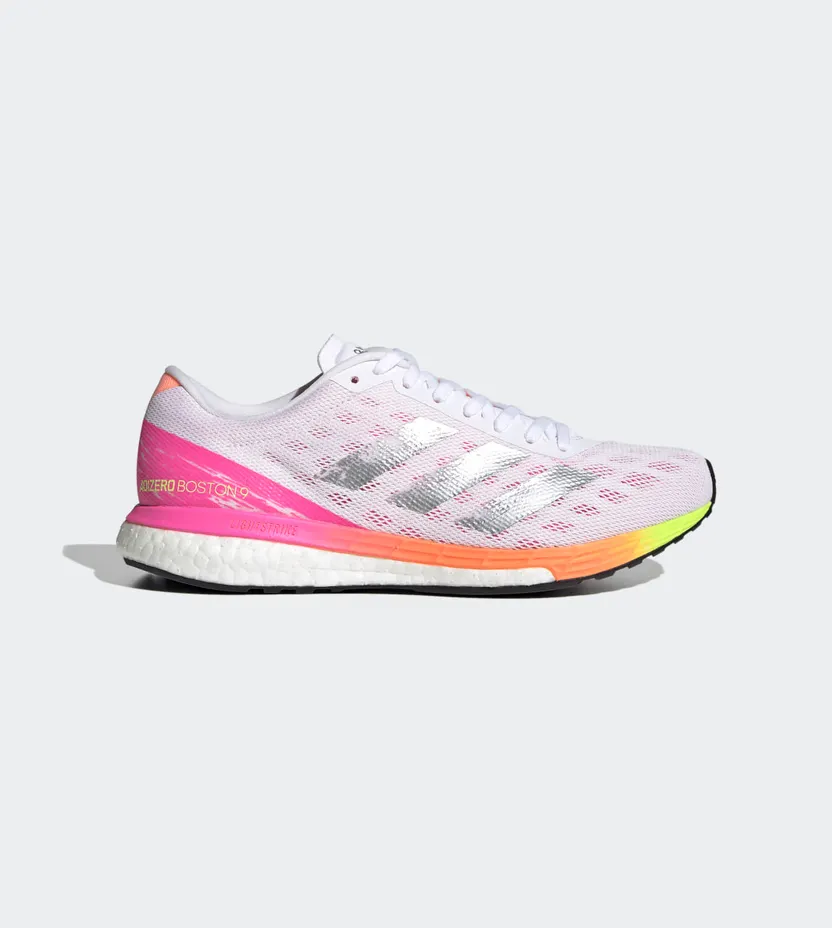 adidas Adizero Boston 9 Cloud White / Silver Metallic / Screaming Pink (H68744)