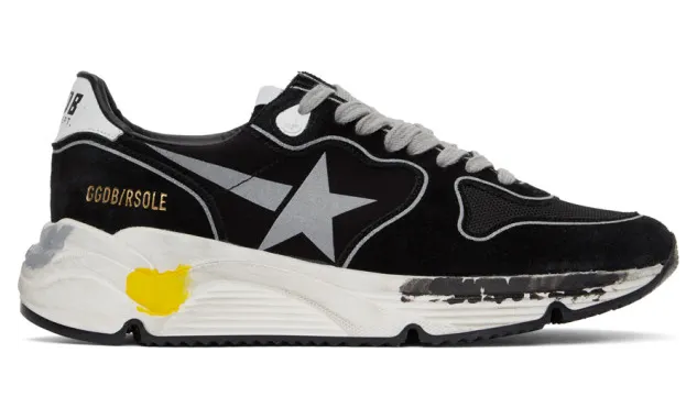 Golden Goose Black and Silver Running Sole Sneakers (GMF00126.F000326.901)