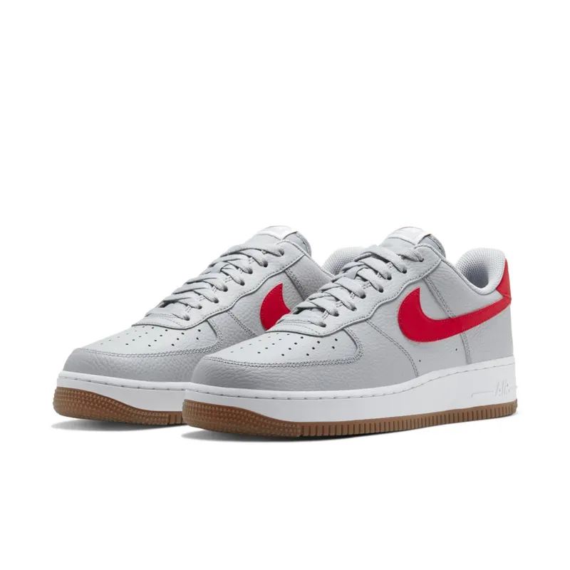 Nike  Air Force 1 ’07 Wolf Grey University Red Wolf Grey/White/Gum Medium Brown (CI0057-003)