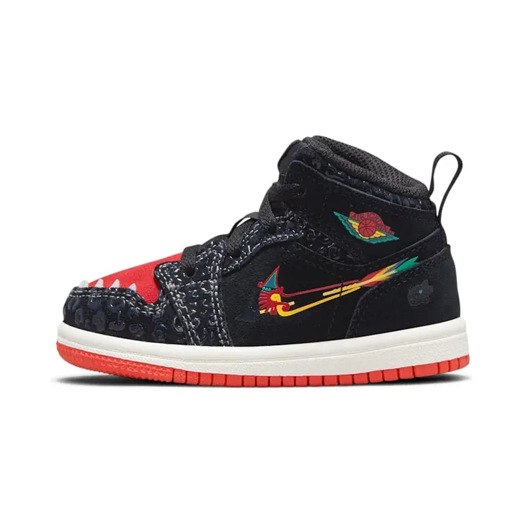 Jordan 1 Mid SE Siempre Familia (TD) “Black / Sail / Roma Green / Chile Red” (DN5120-001)
