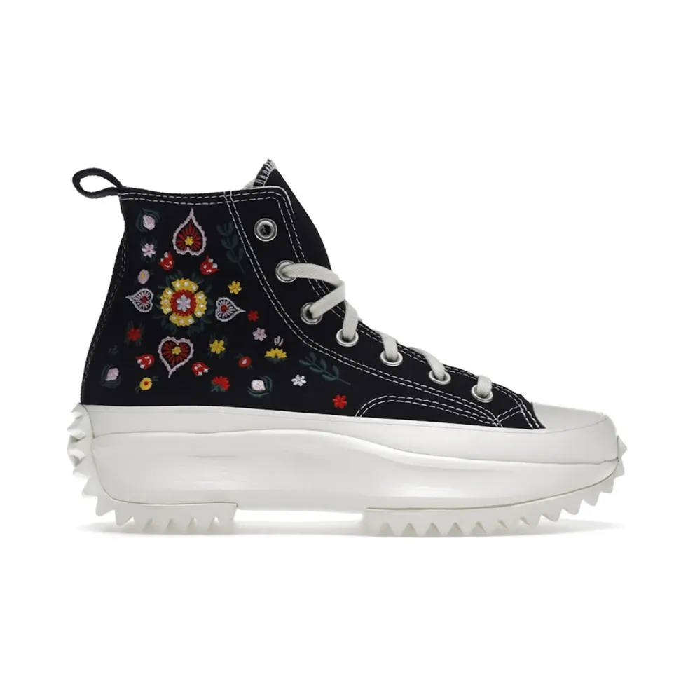 Converse Run Star Hike Platform Floral Embroidery Black/egret/midnight Clover (A02192C)