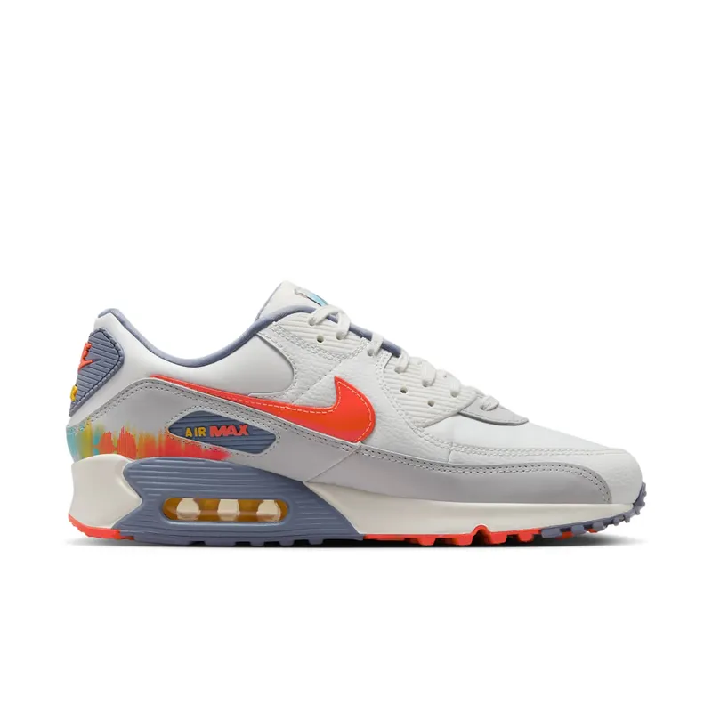 Nike Air Max 90 Premium “Summit White Ashen Slate Pure Platinum Bright Crimson” (HJ9147-121)