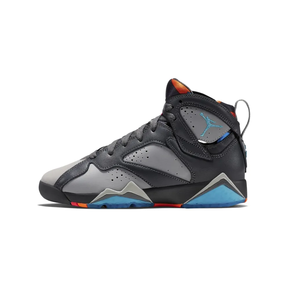 Jordan 7 Retro Barcelona Days (GS) Grey/Wolf Grey-Total Orange-Turquoise Blue (304774-016)