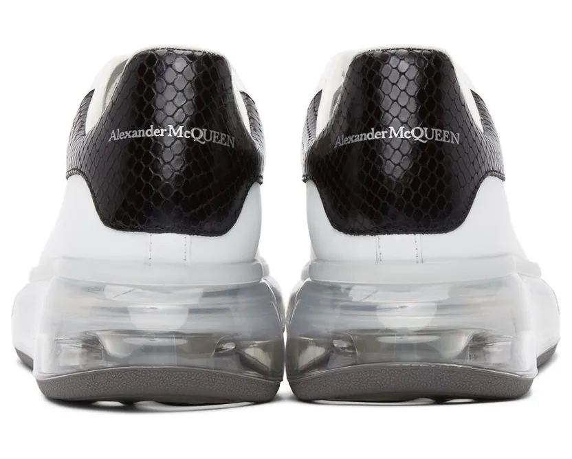 Alexander McQueen White & Brown Croc Clear Sole Oversized Sneakers (645872WHZ4P) (4)