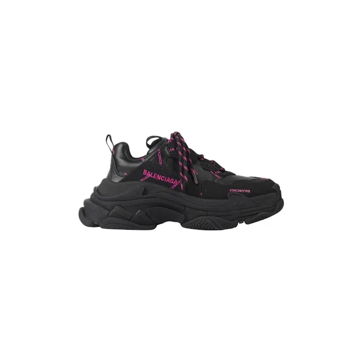Balenciaga Triple S Allover Logo Black Pink (W)