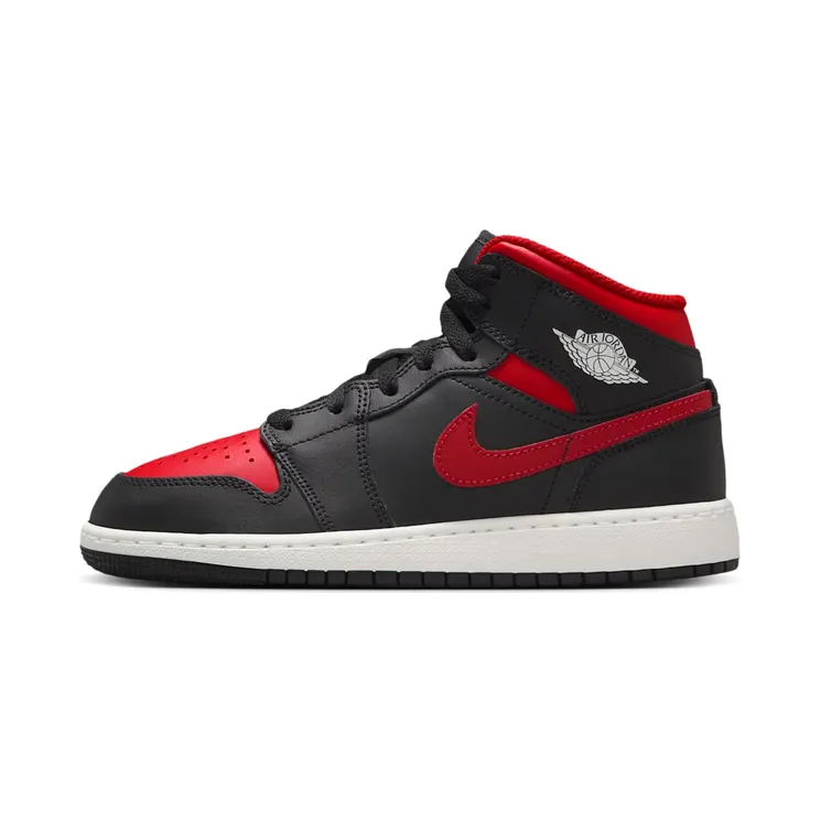 Jordan 1 Mid GS “Black / Summit White / Varsity Red” (DQ8423-067)