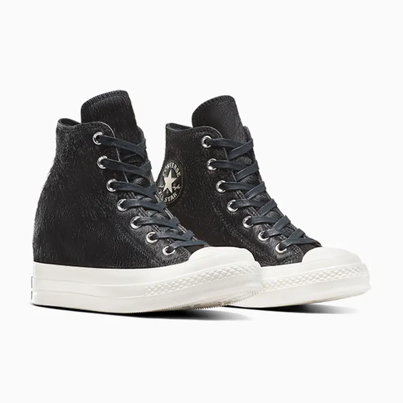 Converse Chuck 70 Wedge Platform Luxe Pony Hair Black/Black/Egret (A12561C)