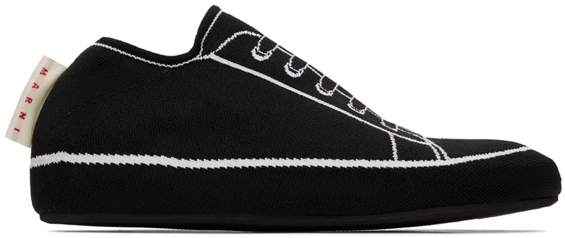 Marni Black Trompe L’Œil Jacquard Sneakers (SNZU010601 P4547)