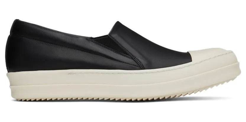 Rick Owens Black Leather Boat Sneakers (RU01B1892 LPO)