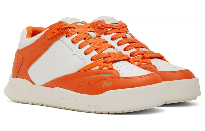 Heron Preston Orange & White Low Key Sneakers (HMIA025S22LEA0012001) (4)