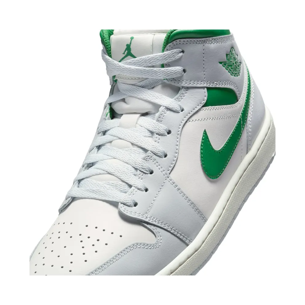 Jordan 1 Mid “White Pure Platinum Pine Green” (DQ8426-142)