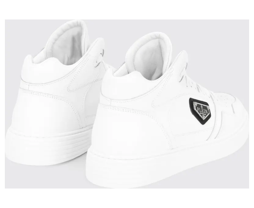 Philipp plein High-Top Lace-Up Sneakers in Smooth Leather with Perforated Toe White (UAESUSC0891PLE005N01) (2)