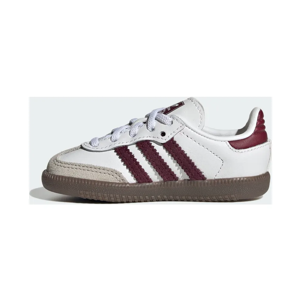 Adidas SAMBA OG COMFORT CLOSURE ELASTIC LACE Shoes Cloud White / Maroon / Gum (KZ8680)