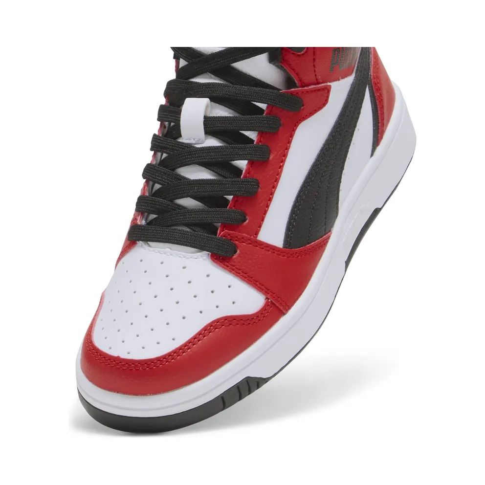 Puma Rebound V6 Mid “Puma White / Puma Black / For All Time Red” (393831_03)