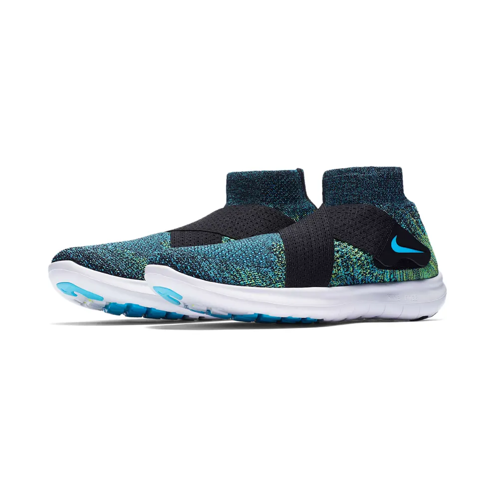 Nike Free RN Motion Flyknit 2017 Multi-Color Black/Chlorine Blue-Volt-White (880845-004)