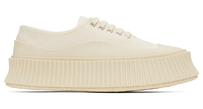 Jil Sander Off-White Canvas Platform Sneakers (JS36072A_14180)