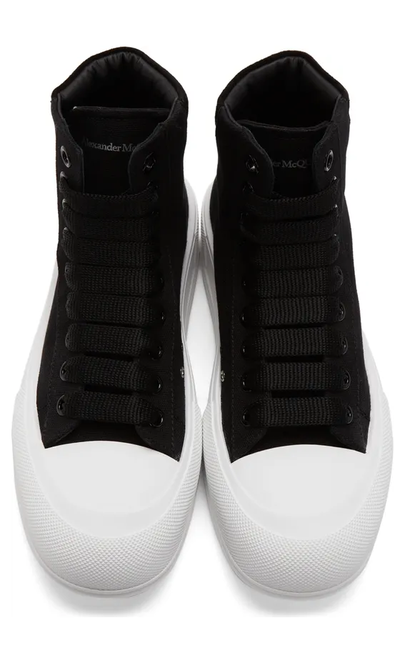 Alexander McQueen Black Deck Plimsoll High Top Sneakers (667816W4MV7) (5)