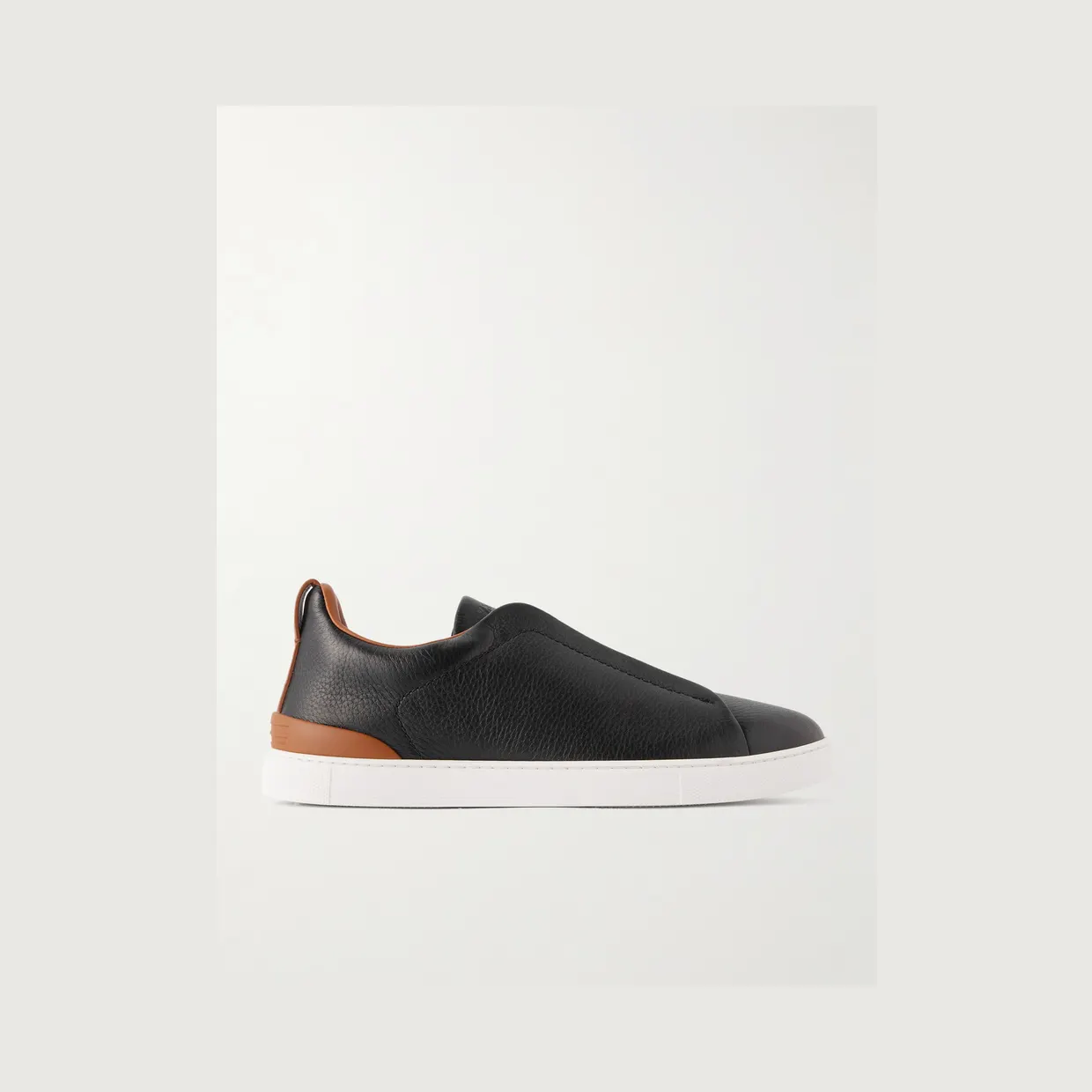 Zegna Triple Stitch™ Full-Grain Deerskin Slip-On Sneakers Black (LHCVO)