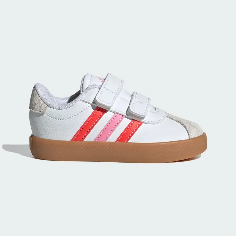 Adidas VL Court 3.0 Skateboard Shoes Kids Cloud White / Bright Red / Bliss Pink (JH6311)
