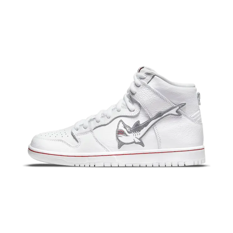 Nike x Oski SB Dunk High Great White Shark – “White / Grey / Red” (DC8908-105)