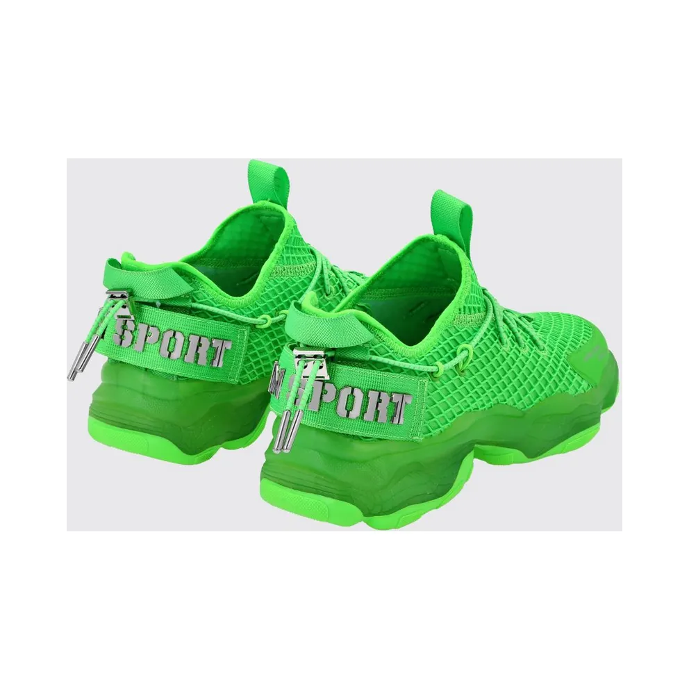 Plein Sport Hyper Sport Low-Top in Mesh with Applied Logo and Pull Tab Green (SADSUSC0522STE003N27)