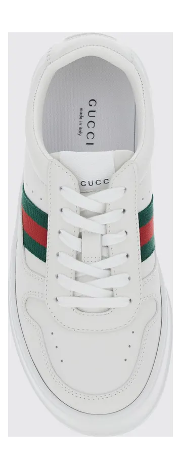 Gucci Low-Top Platform Sneakers in Calf Leather with Web Stripe White (848307UPG409064) (3)