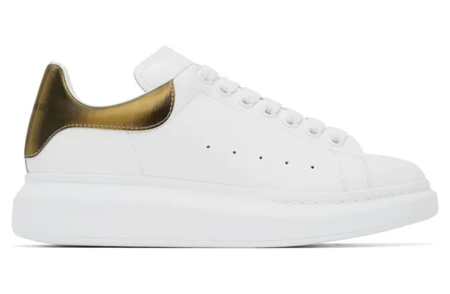 Alexander McQueen White and Gold Oversized Sneakers (553680WHYBJ)