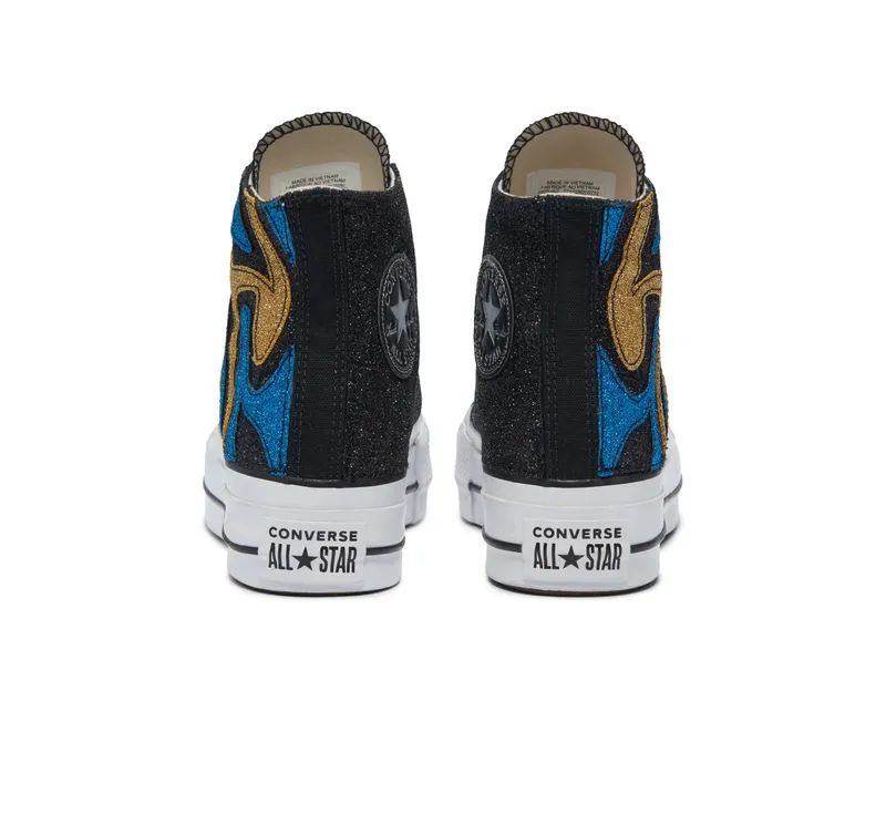 Converse Gold & Blue Glitter Platform Chuck Taylor All Star High Top (569131C)