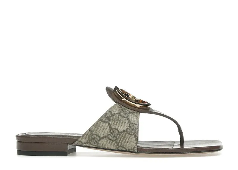 Gucci Blondie Thong Canvas Sandals Ebony (752659 9I650 9769)