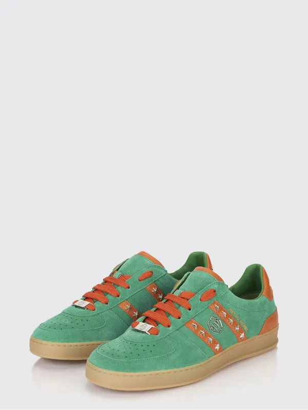 Philipp plein Retro Rebel Suede Sneakers with Applied Stars Green (SAFSUSC0911PLE009N05)