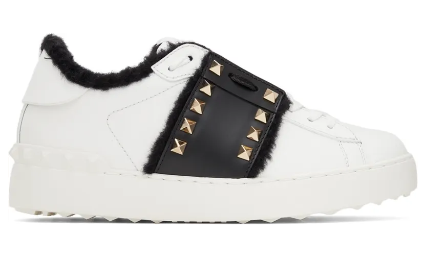 Valentino Garavani Leather & Shearling Open Sneakers (WW2S0A01WVV)
