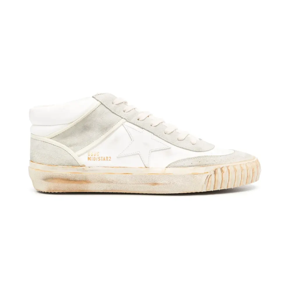 Golden Goose Mid Star leren sneakers – Weiß (GMF00408F003449)