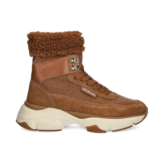 Love Moschino High-Top-Sneakers mit Reißverschluss “Brown” (JA15366G0NIY7)