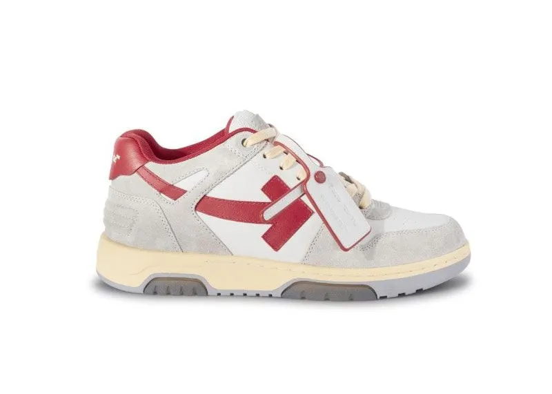OFF-WHITE Out Of Office OOO Low Tops Light Grey Red (OMIA189S24LEA0110525)