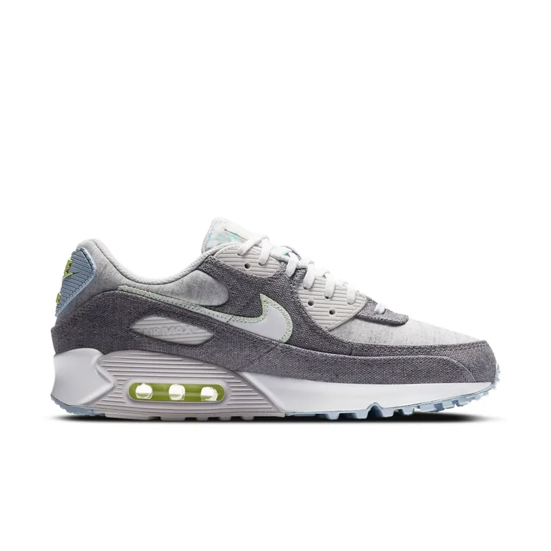 Nike Air Max 90 Recycled Canvas Vast Grey/Barely Volt-Celestine Blue-White (CK6467-001)