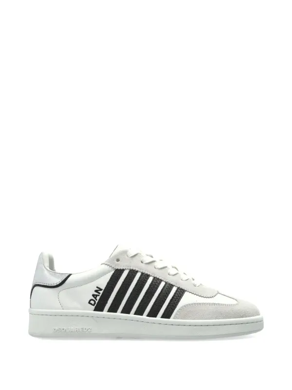 DSQUARED2 Gestreepte sneakers with veters – Black (SNW047618908715)