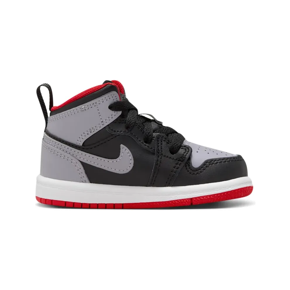 Jordan 1 Mid TD “Black/Cement Grey-fire Red-white” (DQ8425-006)