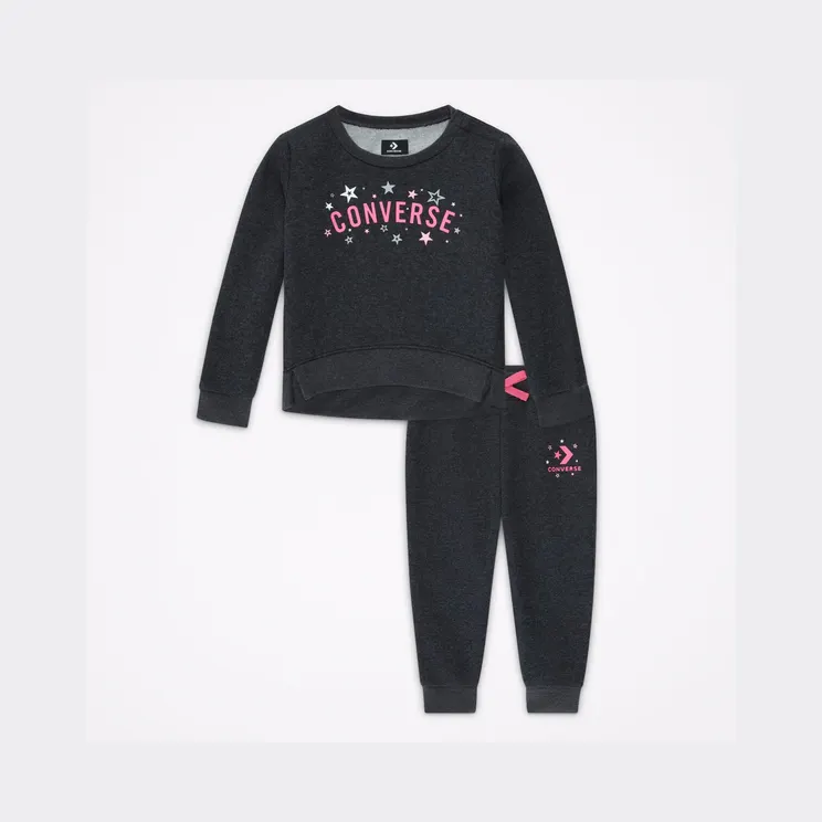 Converse Stardust Long Sleeve Jogger Set Black Heather (10022458-A02)
