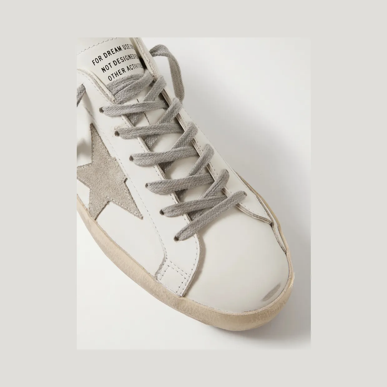Golden Goose Super-Star Distressed Suede-Trimmed Leather Sneakers White (GMF00102.F006113) (5)