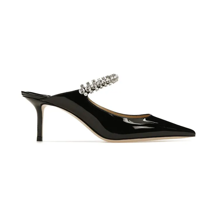 Jimmy Choo Bing 65mm Heeled Mule Black Patent Leather (BING65PAT#BLACK)