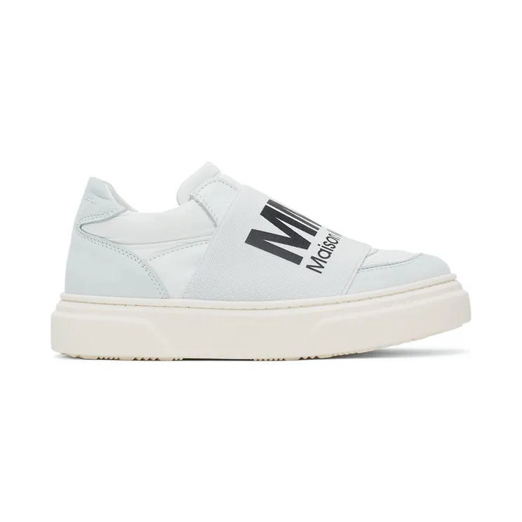 MM6 Maison Margiela Kids Off-White & Grey Elastic Logo Sneakers (70341)